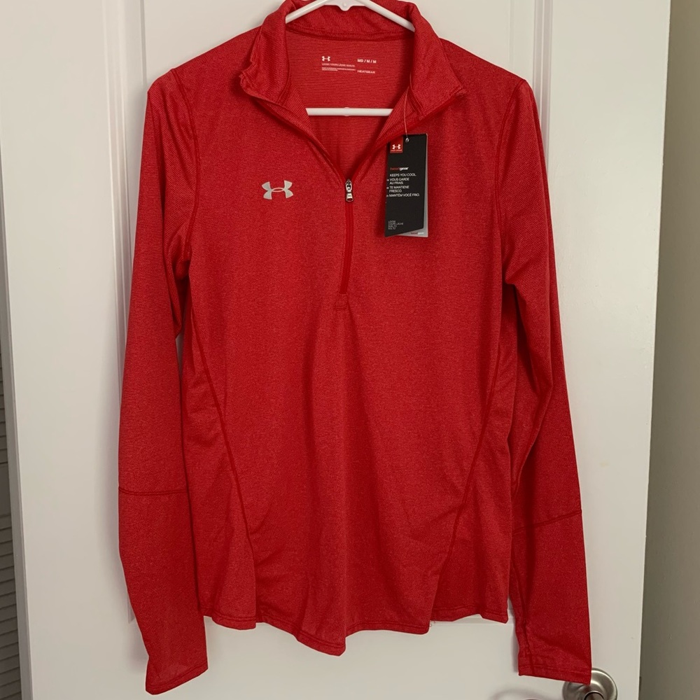 Under Armour Red Half Zip Long Sleeve Shirt sz Med